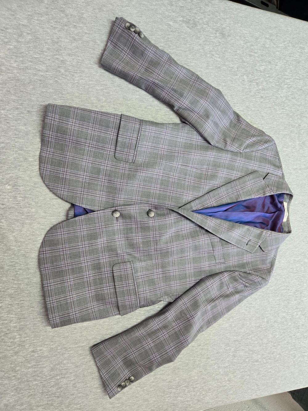 Joseph Abboud Sport Coat Mens Large Gray Plaid Wool Classic Blazer Jacket USA